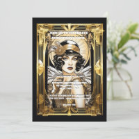 Gatsby flapper fille cheveux foncés noir or événem