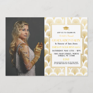 Invitation Gatsby Party 1920 Art Déco Gold Photo Graduation