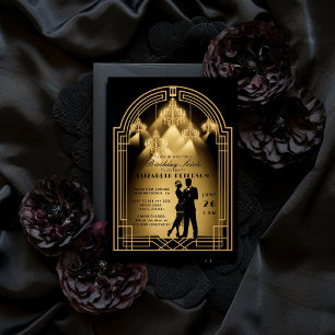 Invitation Gatsby Roaring Années 2000 Chandeliers Déco Annive