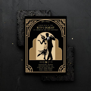 Invitation Gatsby Speakeasy Flapper Roaring 20s Déco Annivers