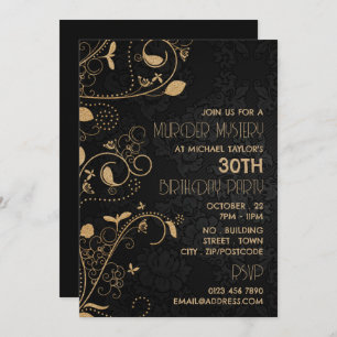 Invitation Gatsby Style, Meurtre Mystère fête d'anniversaire