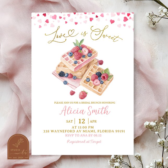 Invitation Gaufre rose douce pour la Saint-Valentin Déjeuner  (Créateur téléchargé)