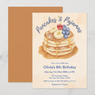 Invitation Gaufres aux myrtilles et pyjamas pour 8e anniversa