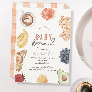 Invitation gaufres Café Fruits Aquarelle Bébé Brunch