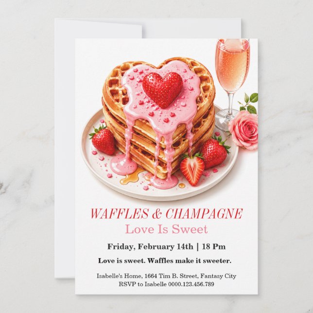 Invitation Gaufres et Champagne pour un Brunch de  (Devant)