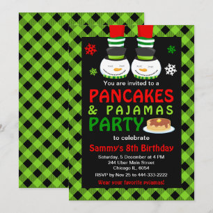 Invitation Gaufres et pyjama Anniversaire Bonhomme de neige C