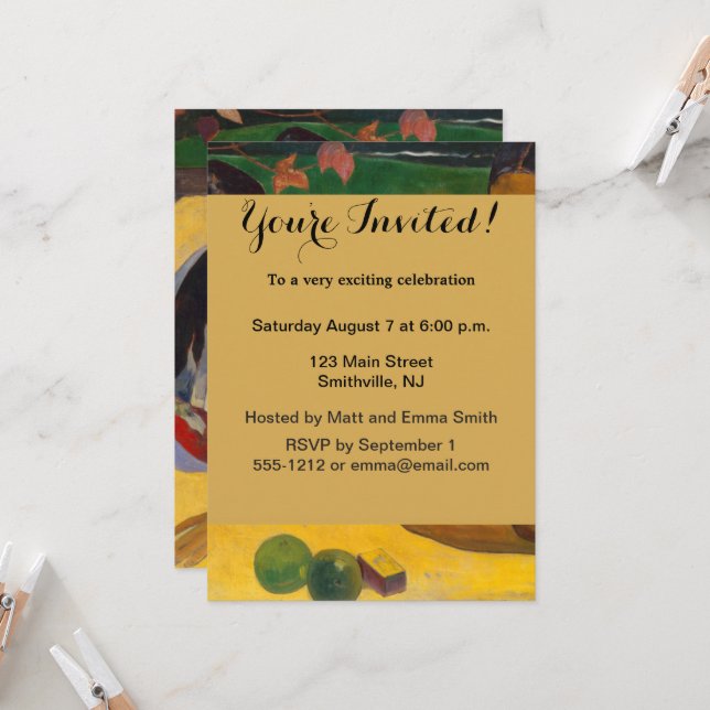 Invitation Gauguin Polynésie Française Tahiti Femmes Peinture (Devant/Arrière en situation)