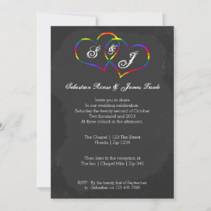 Invitation Gay pride de tableau de bord Rainbow Heart Mariage
