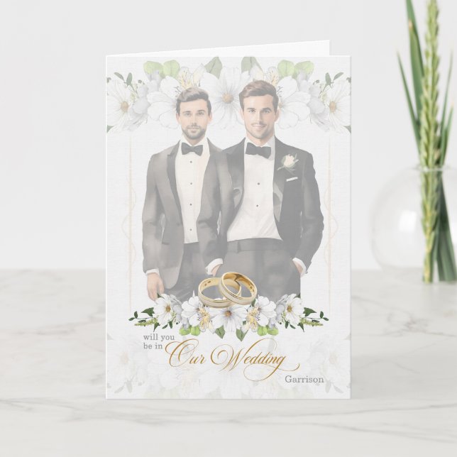 Invitation Gay Wedding Attendant Request Two Grooms (Devant)