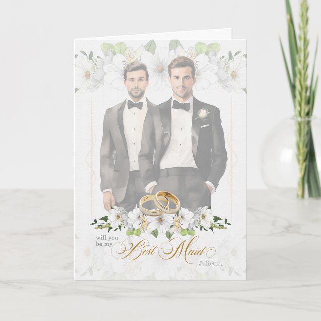 Invitation Gay Wedding Attendant Request Two Grooms (Devant)
