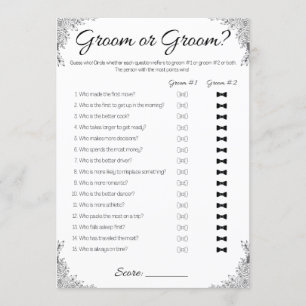 Invitation Gay Wedding shower Jeu, Groom ou Groom ?