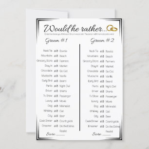 Invitation Gay Wedding shower Jeu, Voudrait-Il Plutôt