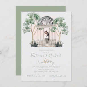 Invitation Gazebo aquarelle avec mariée et mariée eucalyptus
