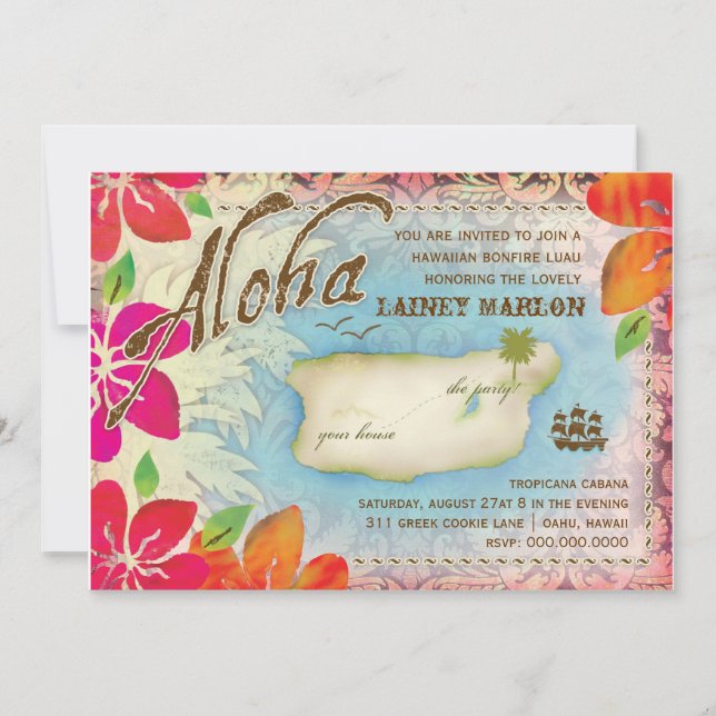 Invitation Gc| Aloha Luau 2 (Devant)