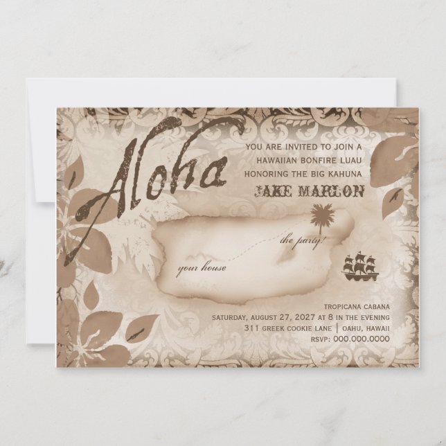 Invitation Gc| Aloha Luau Brown (Devant)