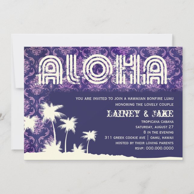 Invitation GC Aloha Luau Palm Purple (Devant)