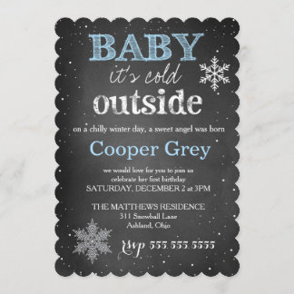 Invitation GC Bébé bleu Il fait froid dehors l'hiver Annivers