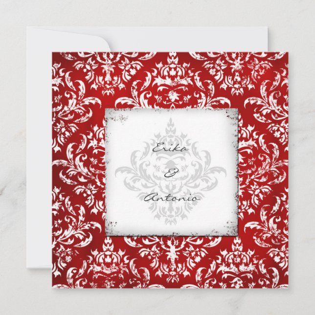 Invitation GC Erika Vintage Damask Ruby Red (Devant)