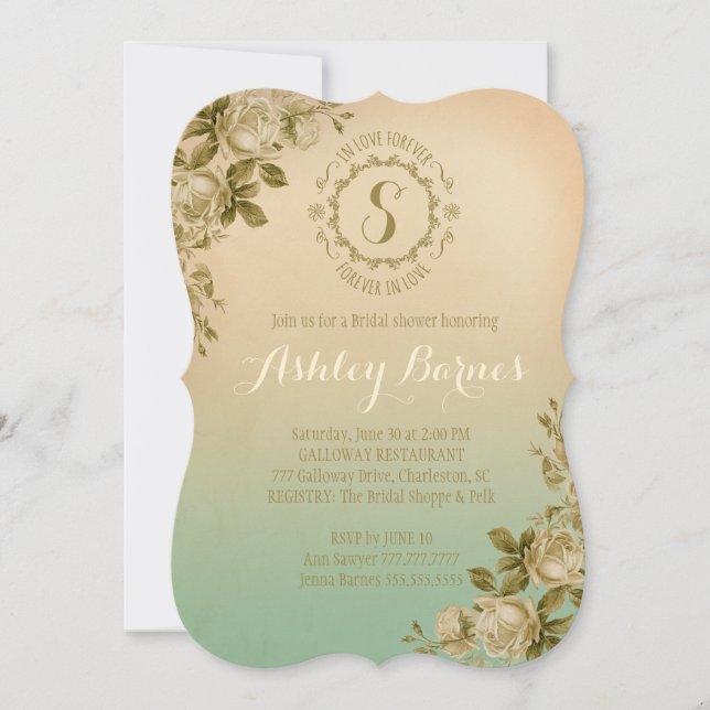 Invitation GC In Loever Forever in Love Rose Turquoise Ombre (Devant)