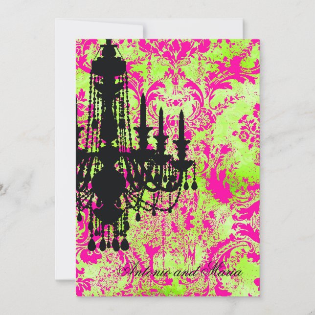 Invitation GC| Jolie Chandelier chaud Lime Damas (Devant)
