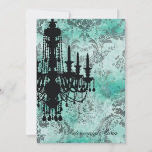 Invitation GC  Jolie Chandelier Turquoise Grey Damask