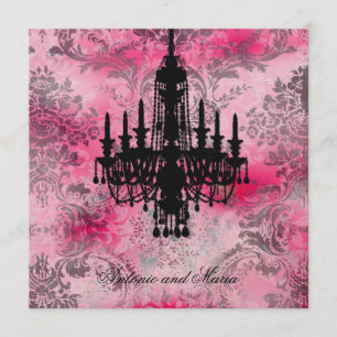 Invitation GC  Jolie lustre noir Damas gris rose