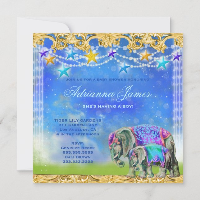 Invitation GC Magic Asian Elephant Baby Boy (Devant)