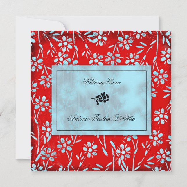 Invitation GC| Ruby Red & Turquoise Garden Carré métallurgiqu (Devant)