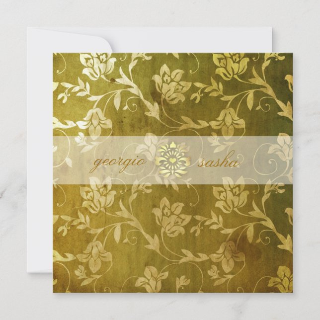 Invitation GC| Superbe Vintage Floral doré (Devant)
