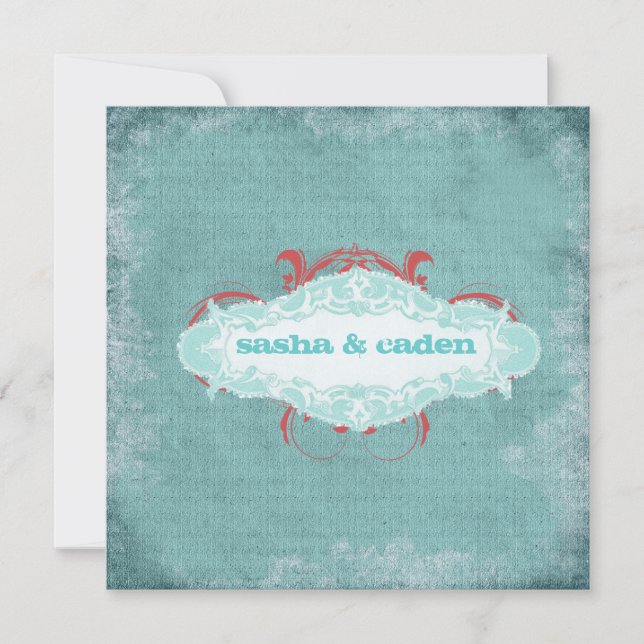 Invitation GC| Tantalon Turquoise "vieilli"| Métallure d'or (Devant)