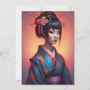 Invitation geisha brush art