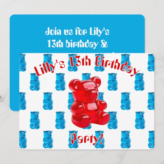 Invitation Gélatine Gommeuse  (Devant / Derrière)