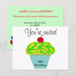 Invitation Gelée jaune et verte Vanille Cerise Cupcake