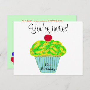Invitation Gelée jaune et verte Vanille Cerise Cupcake