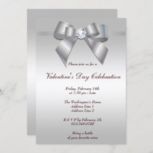 Invitation Gem Bow et Ribbon Valentine's Day Party