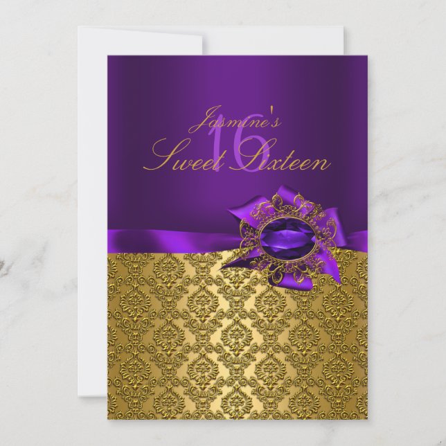 Invitation Gem & Bow|Invitation Rose Sweet 16 Violet (Devant)