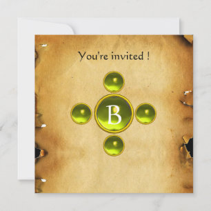 Invitation Gem cross 1ère sainte communion / Christening jaun