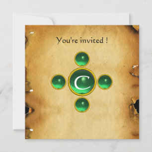 Invitation Gem cross 1ère sainte communion / Christening vert