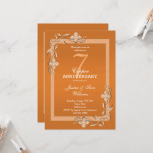 Invitation Gem en cuivre et Parties scintillant 7e anniversai