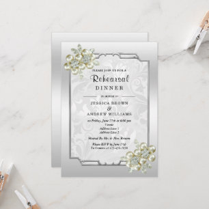 Invitation Gem Floral, Répétition Mariage encadrée d'argent