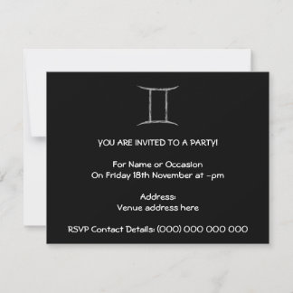 Invitation Gemini. Signe d'astrologie zodiaque.Noir.