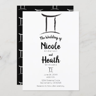 Invitation GEMINI Zodiac Astrologie Mai Juin Mariage d'été