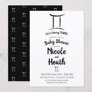 Invitation Gemini Zodiac mai juin Baby shower d'astrologie