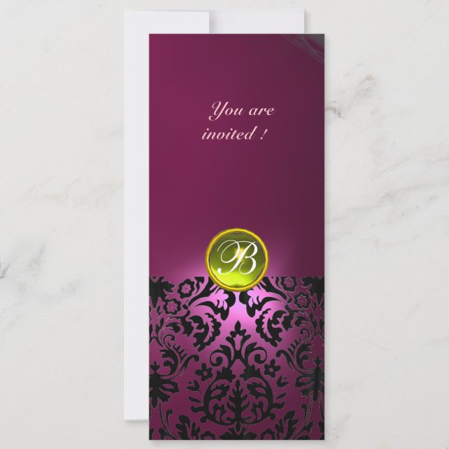 Invitation GEMME DE DAMAS MONOGRAMME jaune rose (Devant)