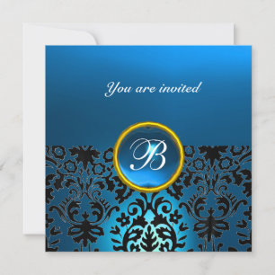 Invitation GEMME DE DAMAS MONOGRAMME saphir bleu