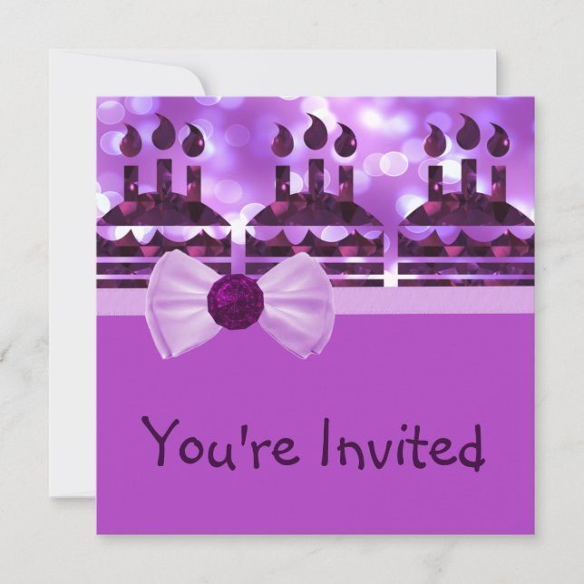 Invitation Gemstone de gâteau d'anniversaire de Girlie Bokee (Devant)