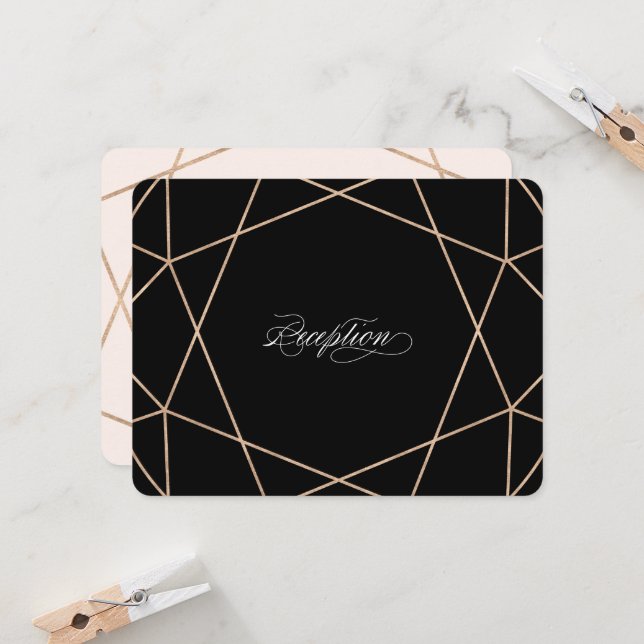 Invitation Gemstone Diamant Géométrique Chic Mariage Réceptio (Devant/Arrière en situation)