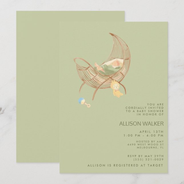 Invitation Gender Neutral Boho Baby Sprinkle Shower (Devant / Derrière)