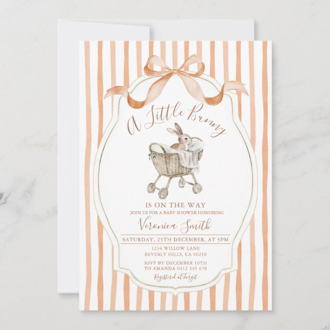 Invitation Gender Neutral Easter Spring Bunny Baby Shower (Devant)
