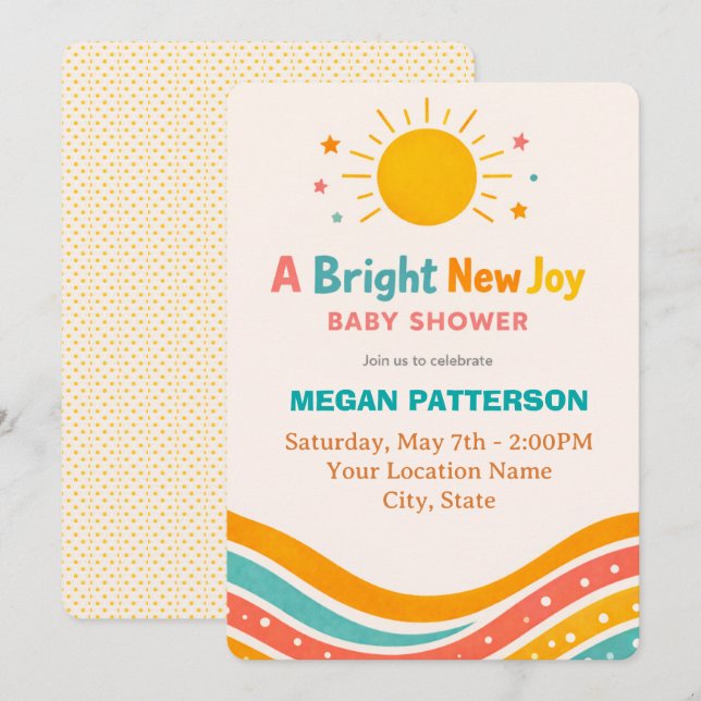 Invitation Gender Neutral Sunshine Baby Shower (Devant / Derrière)